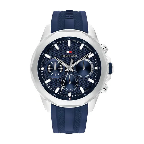 Tommy Hilfiger Masculino Analógico Prateado de Silicone