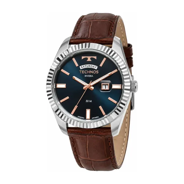 Technos Masculino Riviera Prata Pulseira De Couro