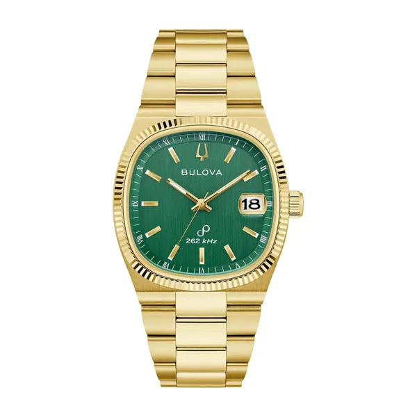 Bulova Green Super Seville para homens 97B237 Gold Gold