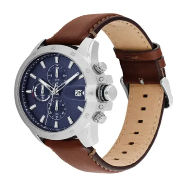 Tommy Hilfiger Masculino de Couro Marrom Com Cronógrafo