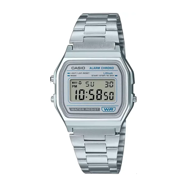Casio Digital A158WEA-7DF Prata Vintage
