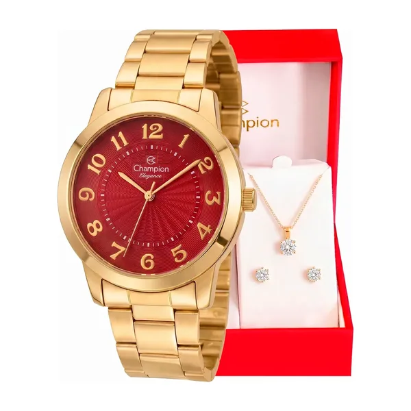 Champion Feminino CN25118O Marsala Colar Brincos